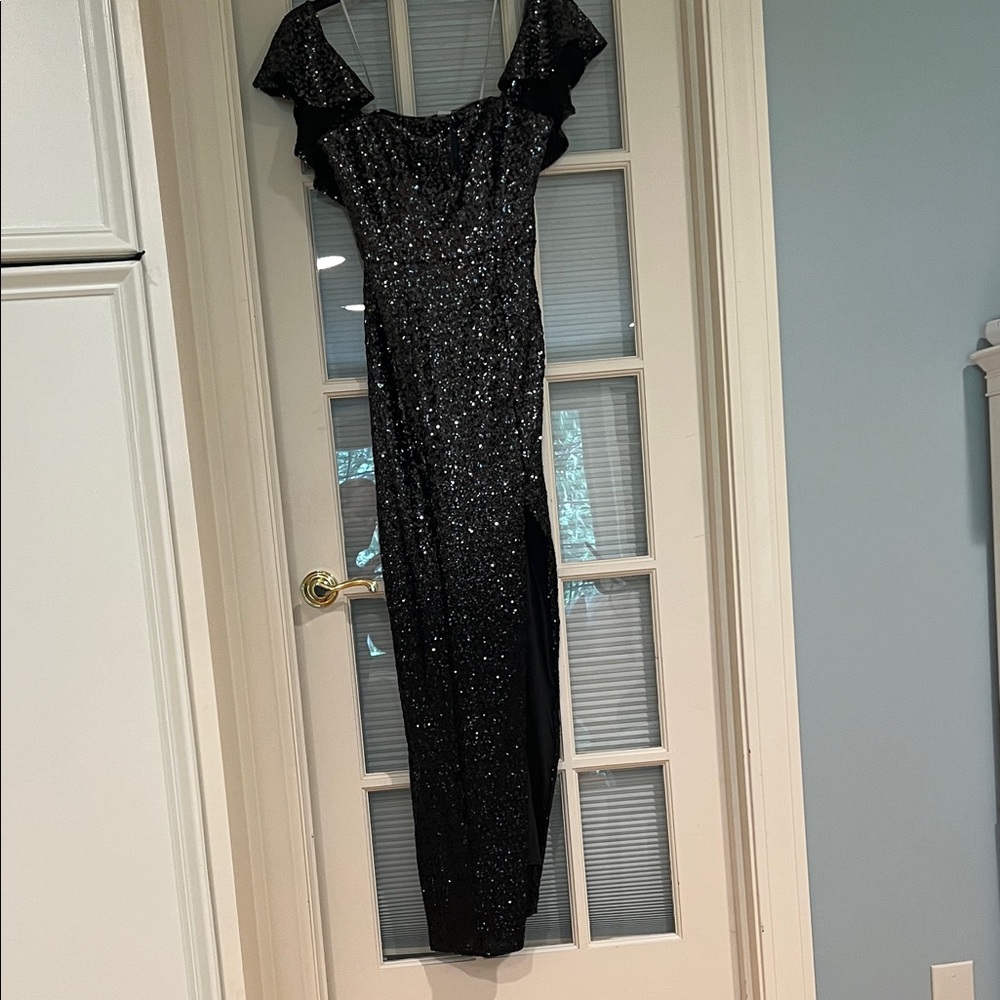 New With Tags Marchesa Black Ombré Strapless Sequin Dress